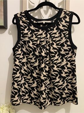 RACHEL Rachel Roy Black and Cream Bird-Print Sleeveless Camisole